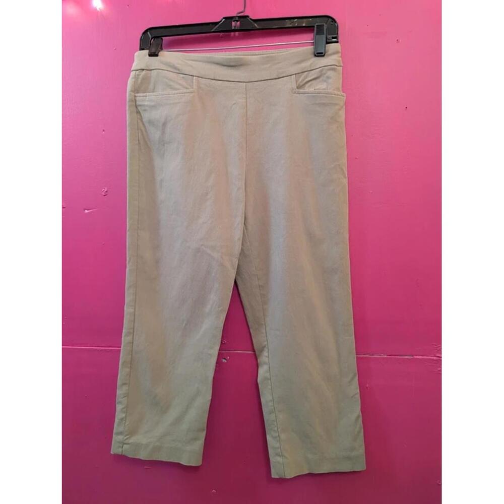 Time & Tru Tan Stretch Capri Flat Front Pants S 4/6